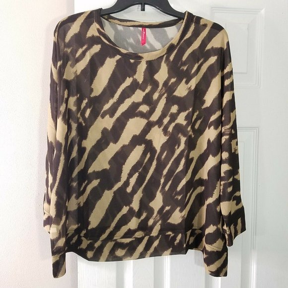 Ruby Ribbon Effortless Top Size Large #1505 Tiger NWOT - Picture 1 of 6